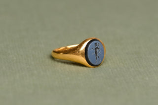 Ancient Roman Nicolo Intaglio Ring of Mars Ultor, c.3rd–4th Century AD