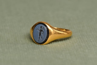 Ancient Roman Nicolo Intaglio Ring of Mars Ultor, c.3rd–4th Century AD