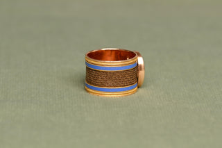 c.1800 Georgian 18K Gold Hairwork, Enamel & Portrait Miniature Sentimental Ring