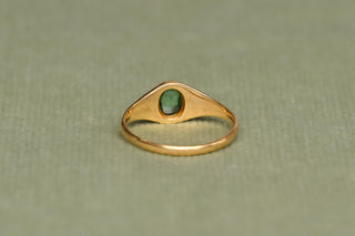 Antique Green Tourmaline Signet Ring 14K Gold German