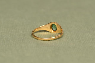 Antique Green Tourmaline Signet Ring 14K Gold German