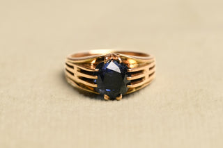 Antique c.1890 14K Gold Natural Sapphire Ring
