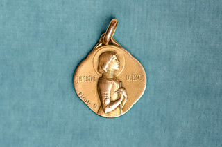 Antique French 18K Gold Jeanne d’Arc Medal Pendant by Émile Dropsy