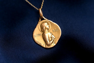 Antique French 18K Gold Jeanne d’Arc Medal Pendant by Émile Dropsy