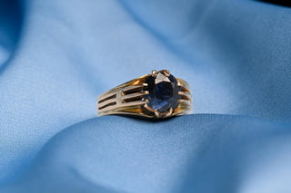 Antique c.1890 14K Gold Natural Sapphire Ring