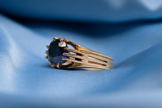 Antique c.1890 14K Gold Natural Sapphire Ring