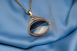 Contemporary 9K Gold Agate Swivel Fob Pendant by David Scott Walker, Sheffield,