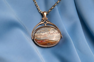 Contemporary 9K Gold Agate Swivel Fob Pendant by David Scott Walker, Sheffield,