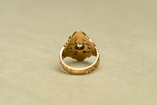 Art Nouveau 18K Gold, Pearl & Rose-Cut Diamond Ring c.1910