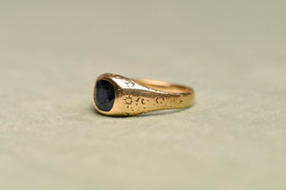 Antique Italian Gold and Sapphire Signet Ring, circa 1890