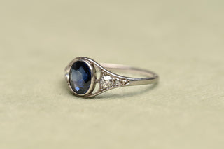 Edwardian Platinum Sapphire & Diamond Openwork Ring, c.1910