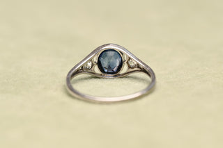 Edwardian Platinum Sapphire & Diamond Openwork Ring, c.1910