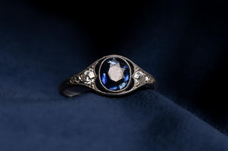 Edwardian Platinum Sapphire & Diamond Openwork Ring, c.1910