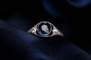 Edwardian Platinum Sapphire & Diamond Openwork Ring, c.1910