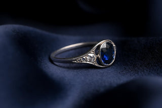 Edwardian Platinum Sapphire & Diamond Openwork Ring, c.1910