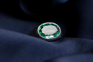 Vintage Platinum & Colombian Emerald Solitaire Ring, Vienna c.1935