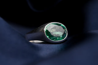 Vintage Platinum & Colombian Emerald Solitaire Ring, Vienna c.1935