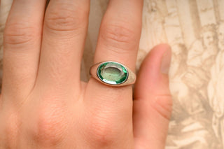 Vintage Platinum & Colombian Emerald Solitaire Ring, Vienna c.1935