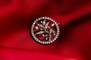 Antique Ruby and Diamond Floral Brooch Paris, c.1880
