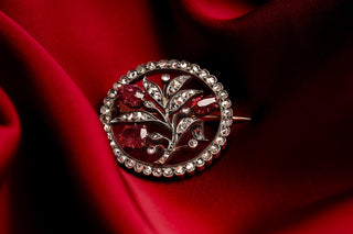 Antique Ruby and Diamond Floral Brooch Paris, c.1880