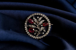 Antique Ruby and Diamond Floral Brooch Paris, c.1880