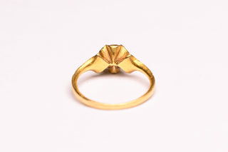Antique Renaissance Revival Rose Cut Garnet Ring; French High Karat Gold Ring