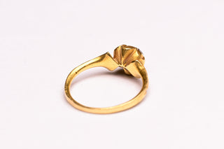 Antique Renaissance Revival Rose Cut Garnet Ring; French High Karat Gold Ring