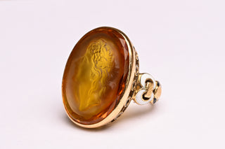 French Vintage Glass Cameo Ring
