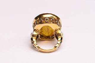 French Vintage Glass Cameo Ring
