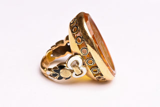 French Vintage Glass Cameo Ring