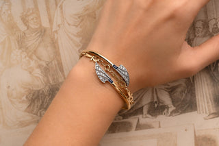 French Art Deco Gold, Platinum, Sapphire and Diamond Bypass Bangle, c.1920