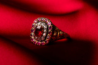 Georgian Ruby and Diamond Cluster