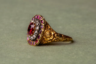 Georgian Ruby and Diamond Cluster