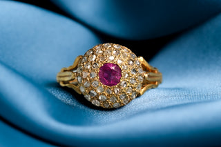 Edwardian Ruby & Diamond Cluster