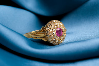 Edwardian Ruby & Diamond Cluster