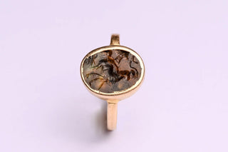 Ancient Roman Triton Intaglio Gold Signet Ring, 2nd–3rd Century AD
