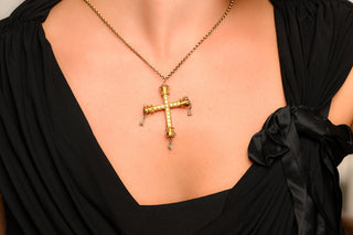 Antique Cannetille Gold Cross Pendant