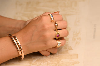 Edwardian Gem-Set Gold Bangle