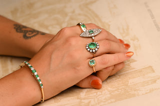 Victorian Emerald & Diamond Cluster