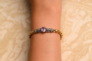 Antique Pink Topaz & Diamond Bracelet
