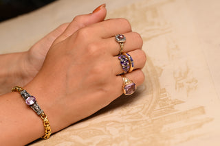Antique Pink Topaz & Diamond Bracelet