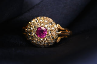 Edwardian Ruby & Diamond Cluster