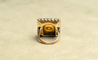 French Carved Russian Emerald & Diamond ‘Jelly Mould’ Ring, c.1840
