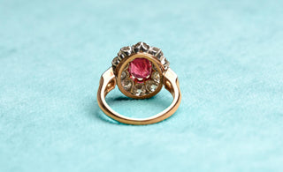 French Belle Époque Natural Burma Spinel & Diamond Cluster Ring, c.1900