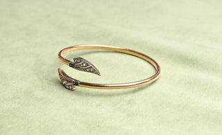 French Art Deco Gold, Platinum, Sapphire and Diamond Bypass Bangle, c.1920