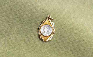 French Art Deco Our Lady of Lourdes Mother-of-Pearl Pendant, c.1930