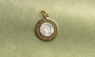 French Mother-of-Pearl Lourdes Pendant, c.1940