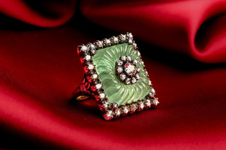 Rare Carved Emerald ‘Jelly Mould’ Ring
