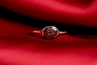 Early Islamic Garnet Intaglio Ring, 10th Century, Later Silver Mount