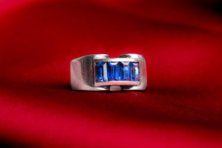 French Art Deco Silver Tank Ring, circa 1940s